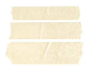 Sticker - Set of three beige blank paper tape stickers isolated on white background