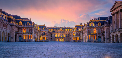 entrance of chateau de versailles, near paris in france