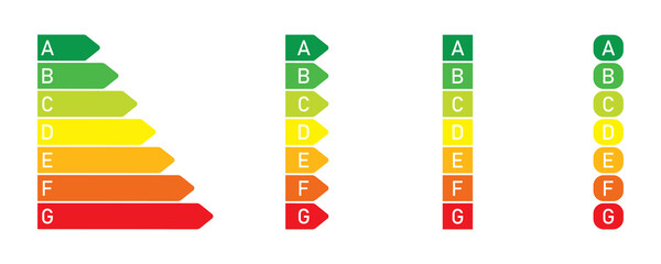 Energy efficiency rating vector illustration set. Power class rating. Vector illustration. eps10