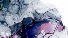 Dark Gray And Soft Purple Pink Watercolour Brush Stroke Design, Alcohol Ink Technique, Hand Drawn Art With White Canvas, Shining Golden Veins Accent, Illustration For Wall Art Wallpapers