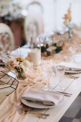 Wall Mural - festive table setting at a banquet close-up