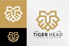Letter T Tiger Head Logo Design Vector Illustration Template