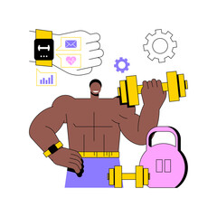 Wall Mural - Smart training abstract concept vector illustration. Smart training online programs and tools, new gym technology, fitness coaching application, improve health, fat loss, toning abstract metaphor.