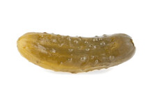 Marinated Cucumber Isolated On A White Background. Gherkin. Salted Cornichon.