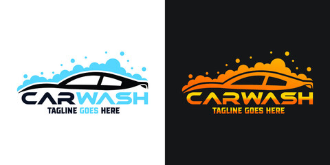 Car detailing washing bubble water clean service logo design icon vector background