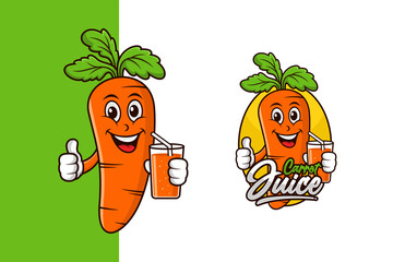 Carrot juice mascot cartoon design illustration