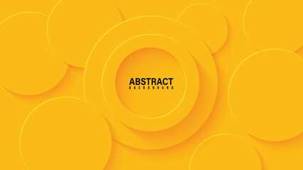 Abstract Background with 3d circle yellow papercut layer, vector illustration