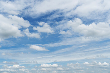 Wall Mural - Beautiful clouds during spring time in a Sunny day. Blue sky and white fluffy clouds