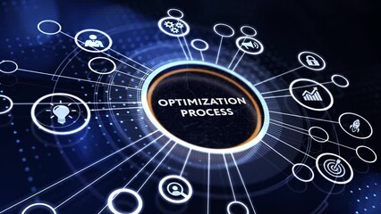 Optimization Software Technology Process System Business concept. Business, Technology, Internet and network concept.