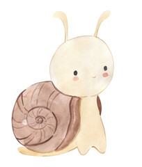 Watercolor snail illustration for kids