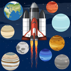 Sticker - Set of space objects in space