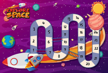 Wall Mural - Game template with space theme background