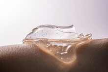 The Texture Of A Thick Cosmetic Hyaluronic Gel On The Skin.