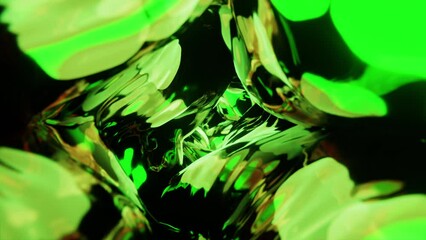 Wall Mural - green liquid flowing in weightlessness. infinitely looped animation.