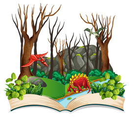 Poster - Book of dinosaur in the forest