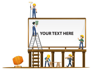 Canvas Print - empty board with construction site theme