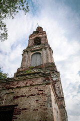 an old ruined Orthodox bell tower