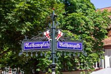 Street Sign In German In Freiburg, Germany, Europe