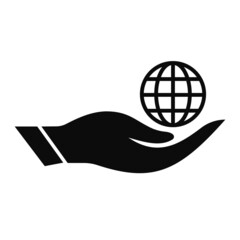 Wall Mural - Hand Globe logo design. World logo with Hand concept vector. Hand and World logo design