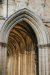 Vertical shot of the pointed arches decorating the historical landmark