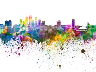 Wall Mural - Tampa skyline in watercolor on white background