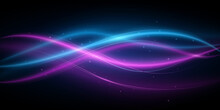 Blue And Purple Light Waves Background. Glowing Wavy Swirl. Abstract Glowing Trace. Shiny Element. Light Effect For Your Design. Vector Illustration