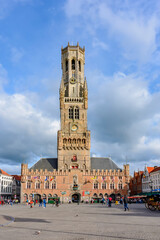 Wall Mural - Belfort tower on Market square in center of Bruges, Belgium