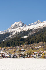 Wall Mural - Vertical shot of nature in Breil or Brigels, a municipality in Surselva, Switzerland