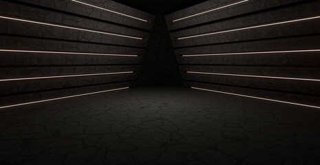 Wall Mural - dark concrete led white lights underground tunnel corridor cement asphalt hallway warehouse 3d rende