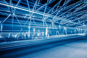 Wall Mural - vehicle light trails at city road, shanghai, china.