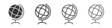 Globe Icons Collection In Two Different Styles And Different Stroke. Vector Illustration EPS10
