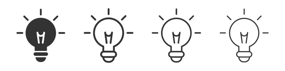 Wall Mural - Light bulb idea icons collection in two different styles and different stroke. Vector illustration EPS10