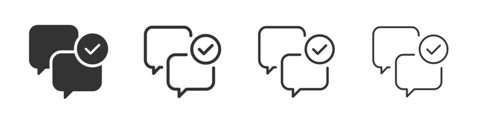 Wall Mural - Check mark speech bubble icons collection in two different styles and different stroke. Vector illustration EPS10
