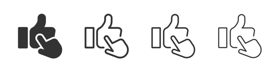 Leinwandbilder - Thumbs up click icons collection in two different styles and different stroke. Vector illustration EPS10