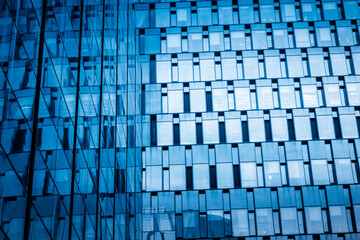 Close-Up of Modern Office Buildings in city of China.