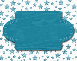 Wall Mural - Blank blue wood sign on blue star