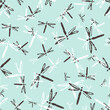 © Farissa - Black and White Grungy Dragon Flies Vector Seamless Background Pattern