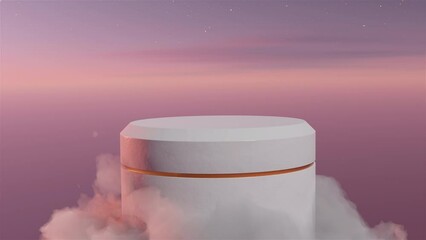 natural beauty podium backdrop for product display with dreamy sky background. romantic 3d scene. in