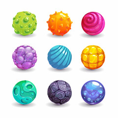 Sticker - Colorful glossy balls set. Cartoon jelly bubbles