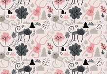 Vector Seamless Pattern With Monkey.