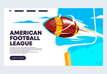  Vector Illustration Of A Banner Template For A Web Banner For The American Football League, Game Ball For American Football