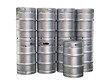 A stack of large beer kegs on a white background, 3d render