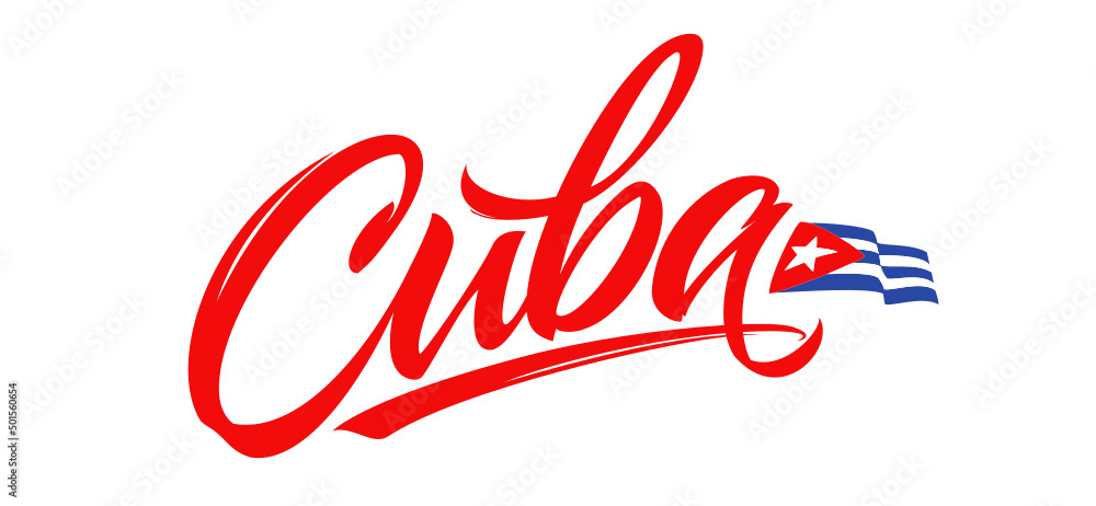 Cuba lettering design for t-shirt, mug, poster. Vector hand drawn ...