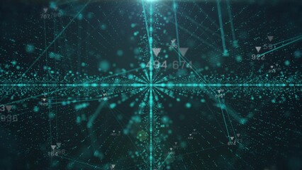 Leinwandbilder - Digital data binary number sampling simulation. Scientific technology background network 4K loop motion. 