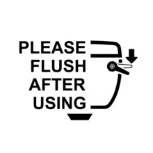 Please Flush After Using Icon Isolated On White Background Vector Illustration.
