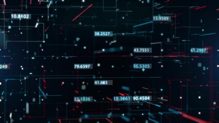 The structure of the digital grid with changing numbers.