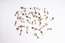 Golden Skeleton Keys With Unique Shapes And Designs