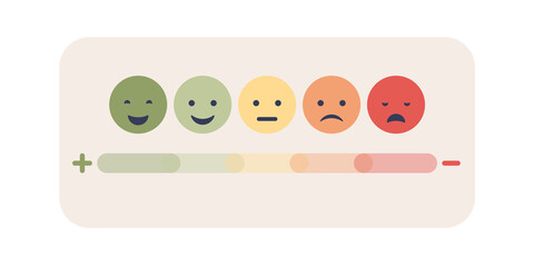 Scale of emotions with emotional faces. Mood scale icon. Stress level. Emotional intelligence. Mental health concept. Vector flat illustration