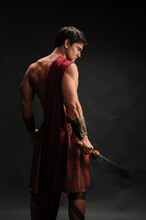 The Handsome Knight Poses For The Photo With A Highlander Costume On.