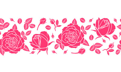 Canvas Print - Roses horizontal pattern seamless